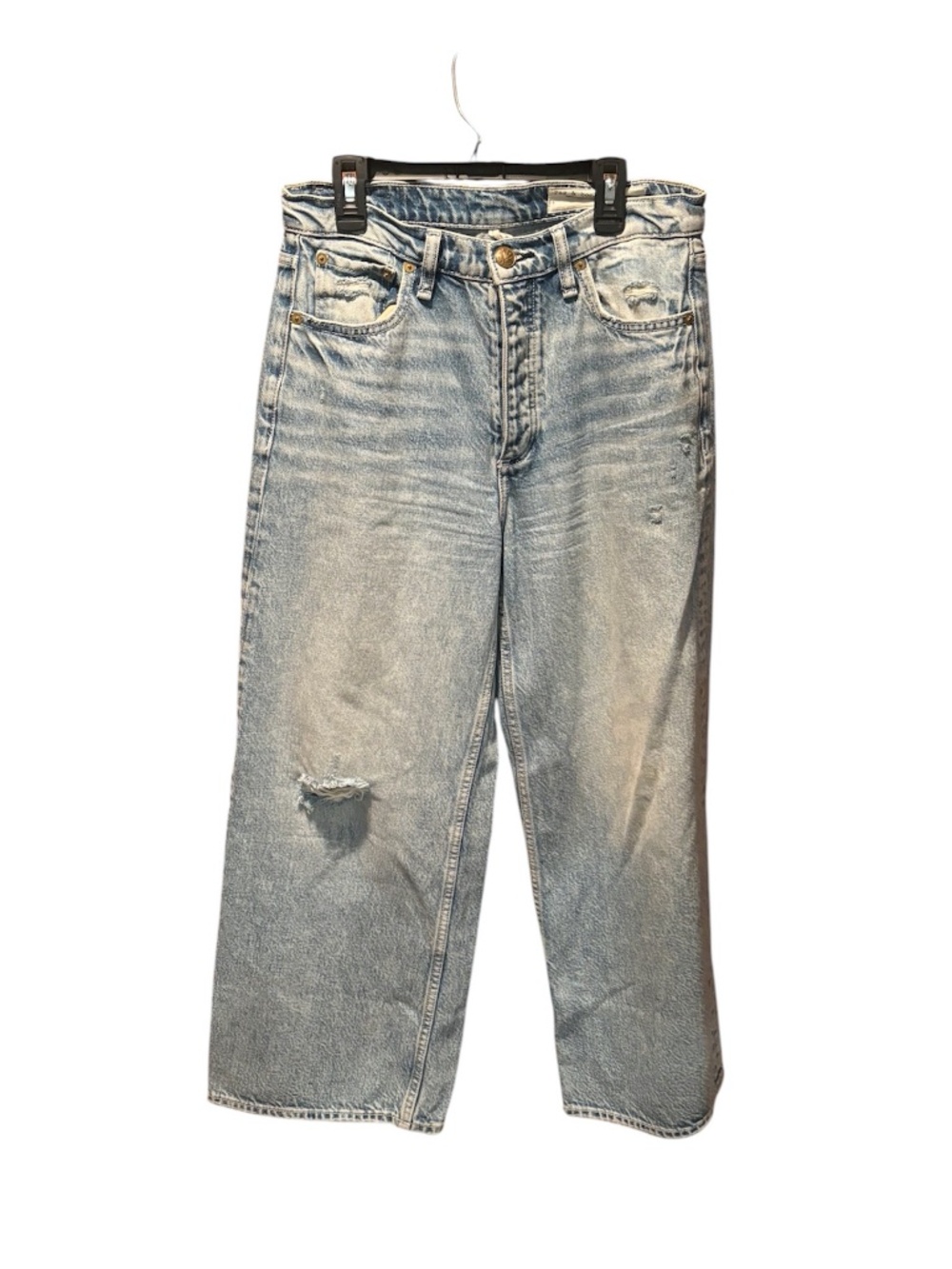 Rag & Bone Women's Andi High-Rise Ankle Wide Leg in Malvern with Holes Size 27
